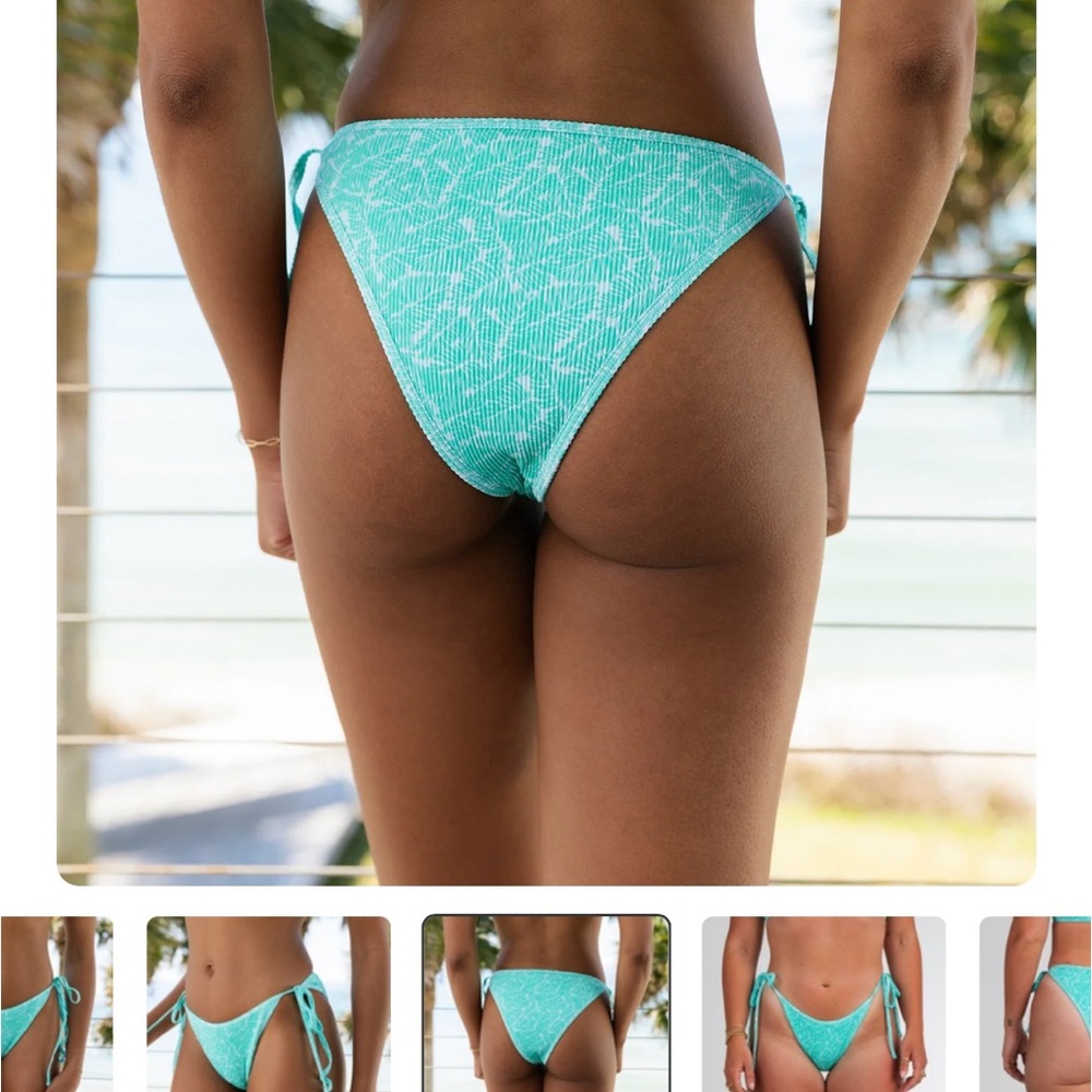 Honey Swim Drift Ribbed String Bottom - Picture 3 of 9
